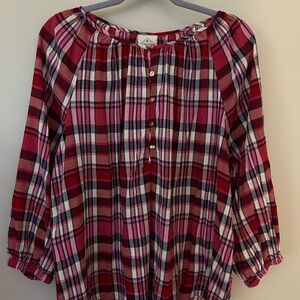 St. John's Bay Vibrant Plaid Blouse